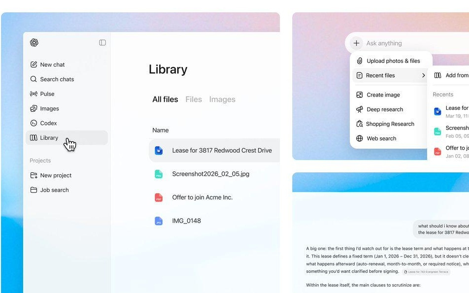 OpenAI为ChatGPT付费用户新增“云盘”库功能，上传图片自动保存