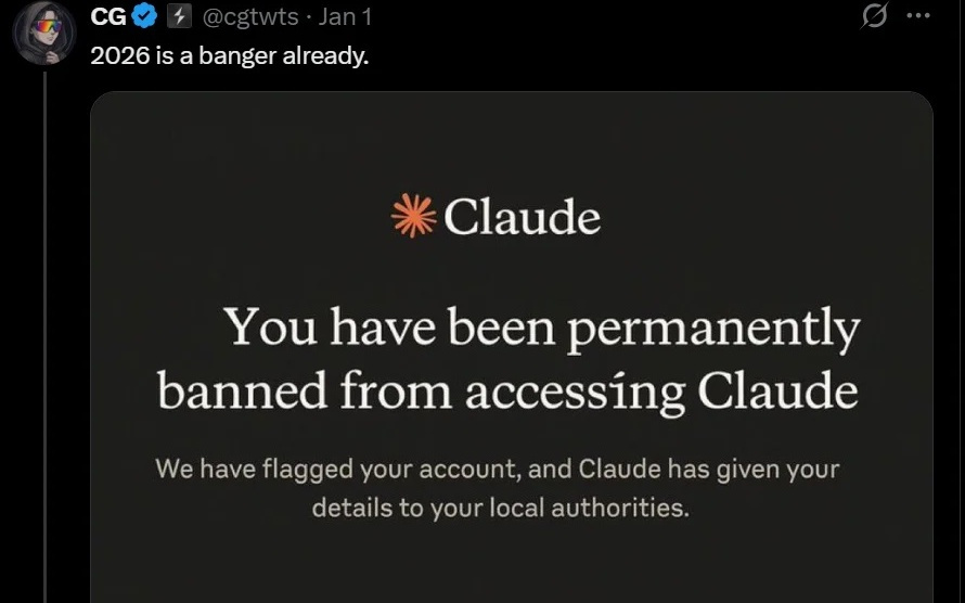 Anthropic回应：网传“Claude AI封号并报警”截图系伪造