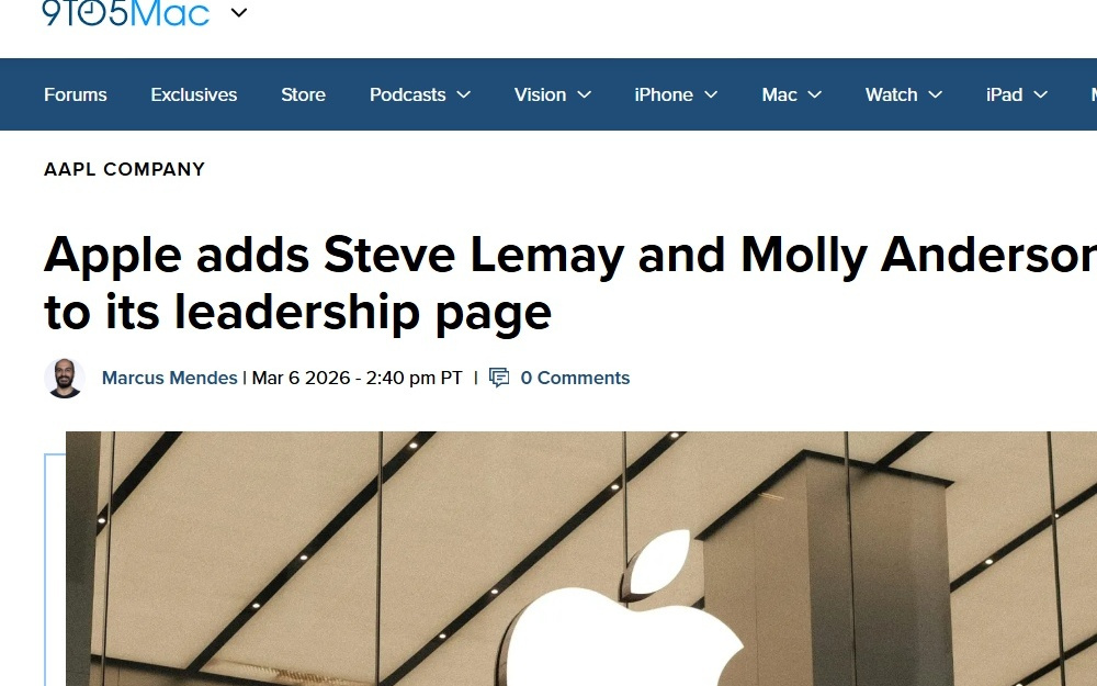苹果更新领导层页面，新增2位设计高管