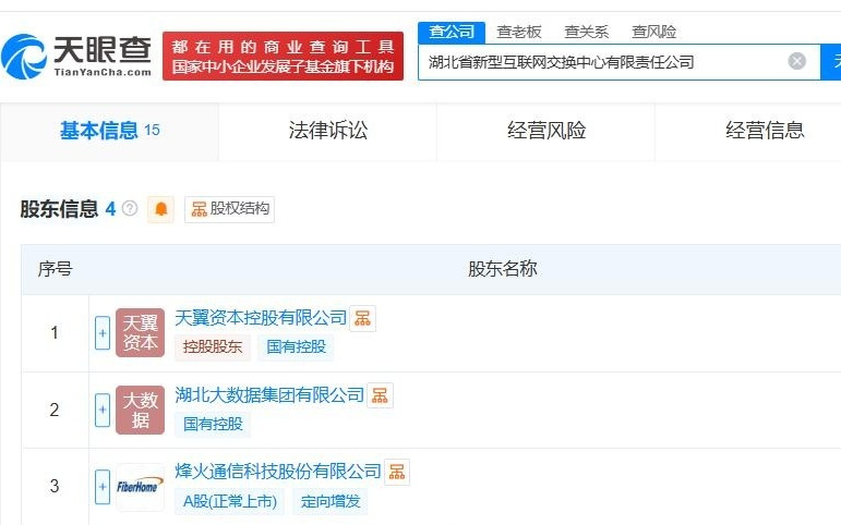 中国电信等在湖北成立新型互联网交换中心公司 注册资本1亿