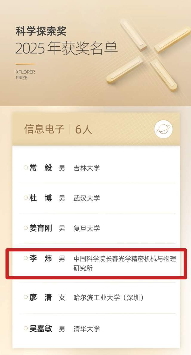 第七届“科学探索奖”揭晓！长春光机所这位青年科学家上榜