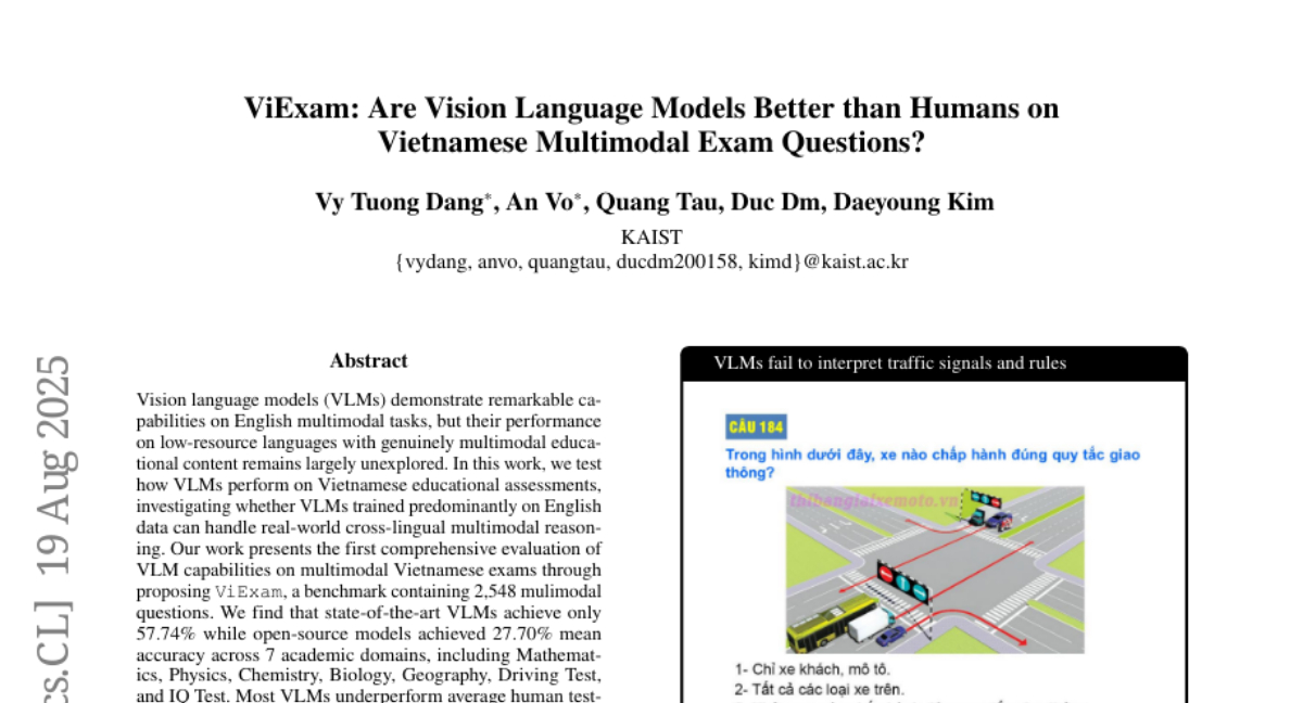 KAIST韩国科技院的新发现：AI能看懂越南考试题吗？答案让人意外