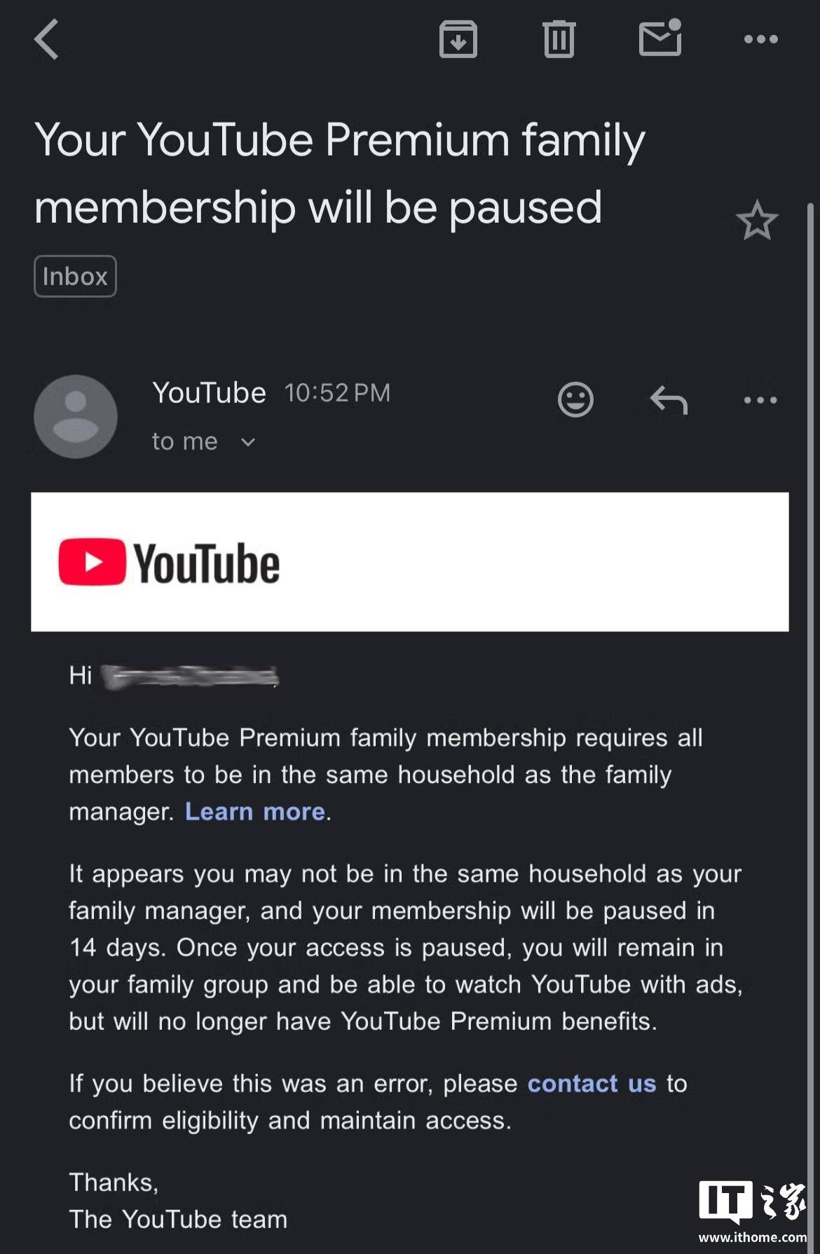 谷歌 YouTube 严打异地家庭订阅，被警告14天后暂停 Premium 服务