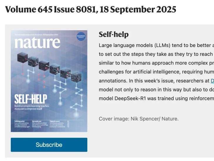 刚刚，DeepSeek-R1论文登上Nature封面，通讯作者梁文锋