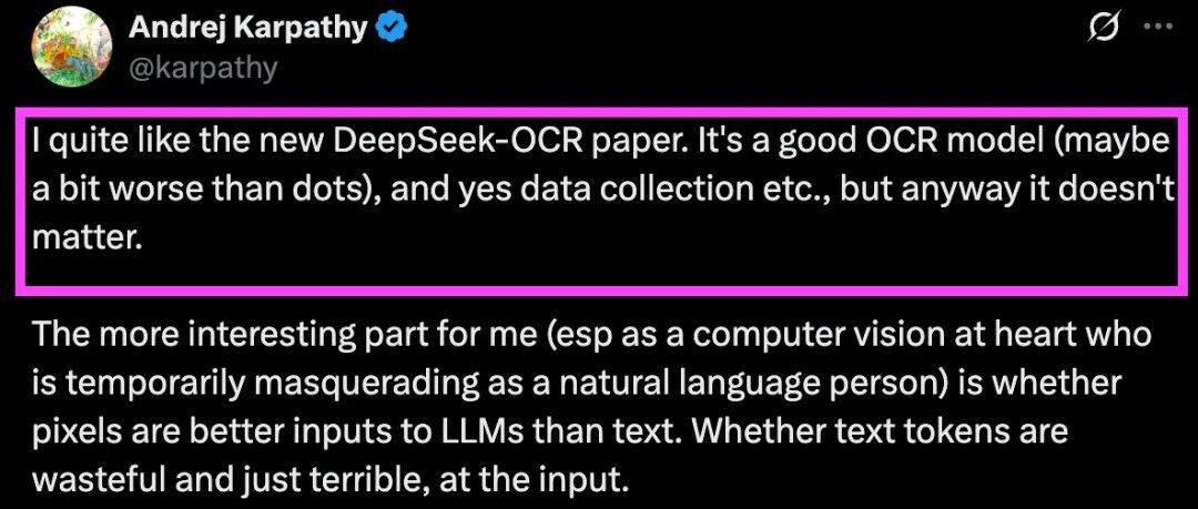 DeepSeek OCR论文引爆网络！Andrej Karpathy：，我很喜欢；马斯克：未来99%都是光子