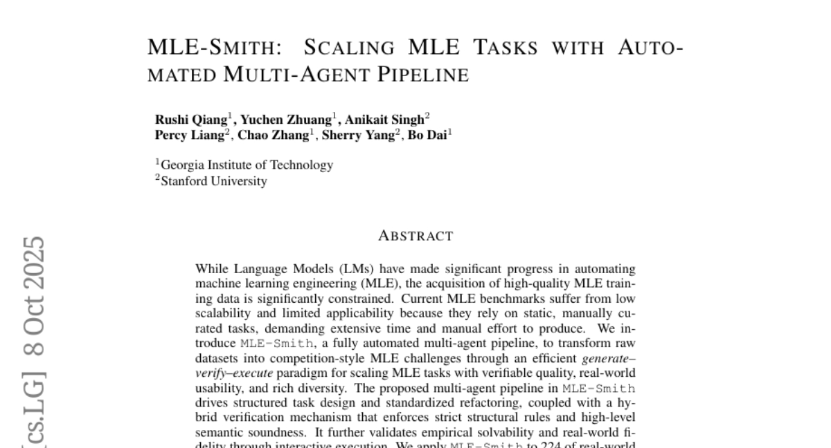 斯坦福MLE-Smith：自动生成机器学习竞赛题目