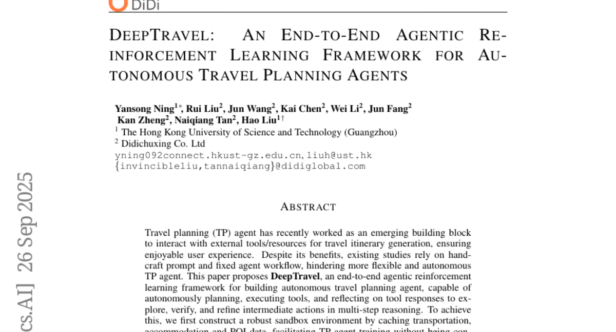 DiDi联手香港科大首创自动旅行规划AI