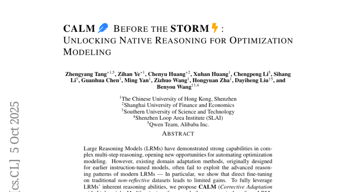 香港中文大学STORM实现小模型优化建模突破