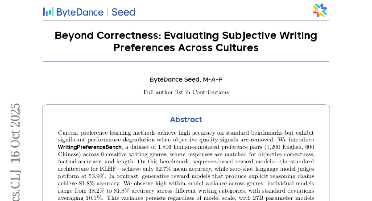 字节种子团队揭示：AI写作评估受限于主观性难题