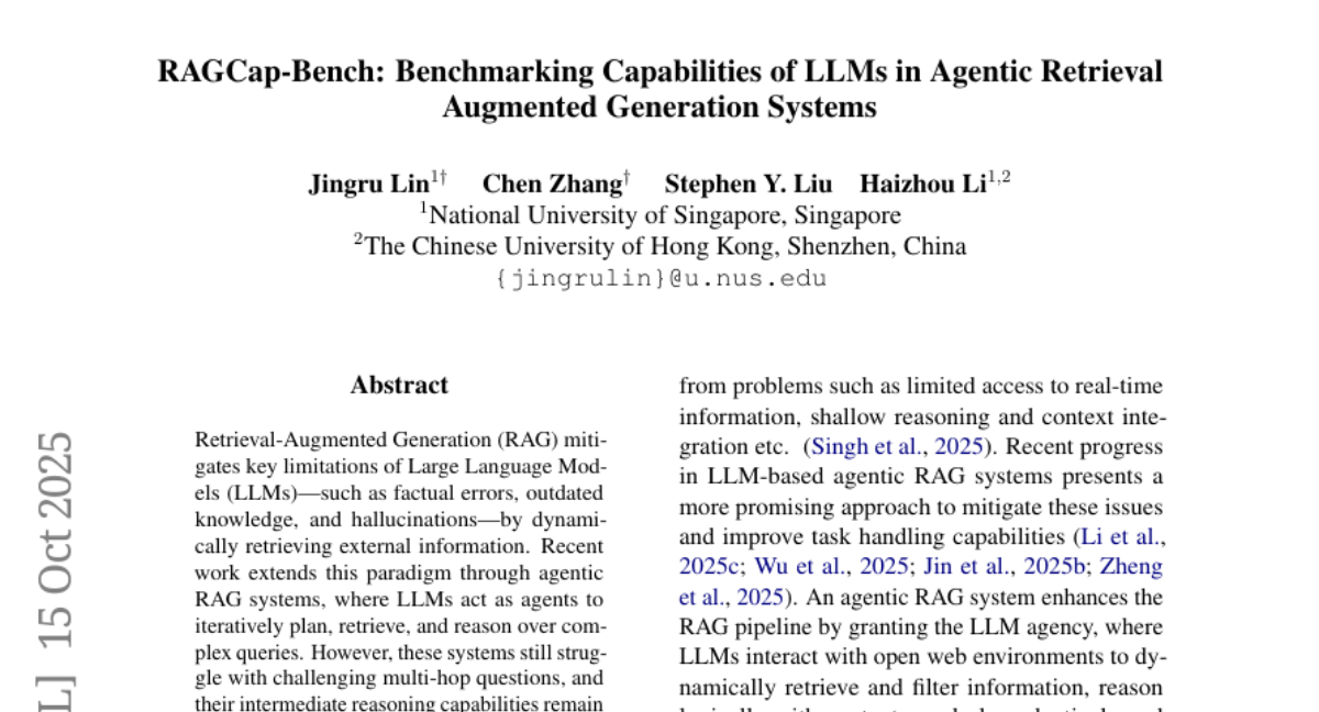 新加坡国立大学发布RAGCap-Bench智能问答过程评估基准