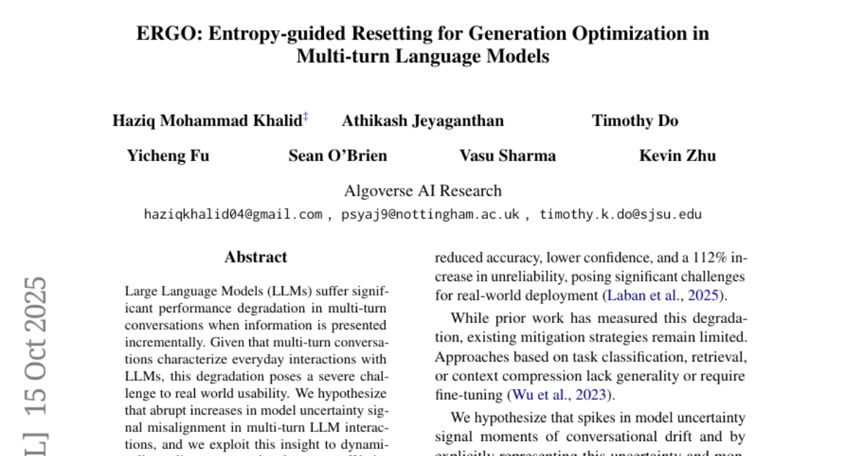 Algoverse AI团队突破：熵值导航防止聊天机器人对话迷航