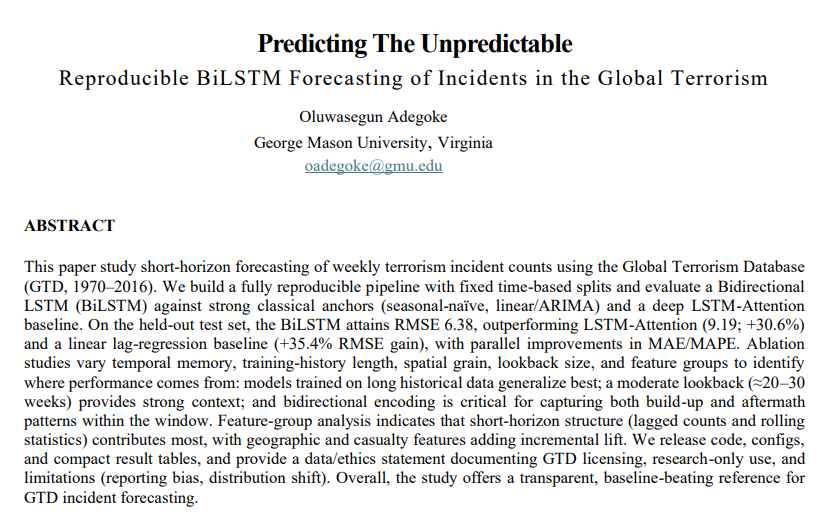 乔治梅森大学：用AI"侦探"预测恐怖袭击的时间密码