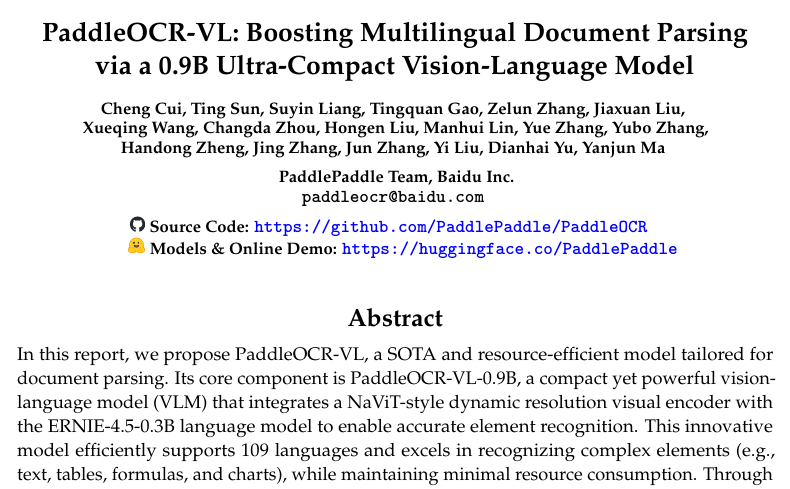 百度飞桨团队突破：0.9B超轻量级模型如何让文档识别变得又快又准