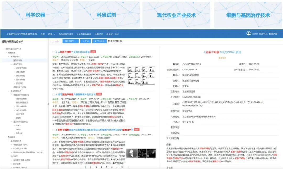 【动态】现代农业、科学仪器与科研试剂及细胞与基因治疗领域专利数据库上线运行