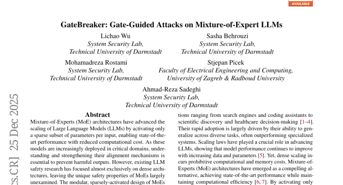 达姆施塔特工业大学发现：专家混合模型AI安全机制存在脆弱性