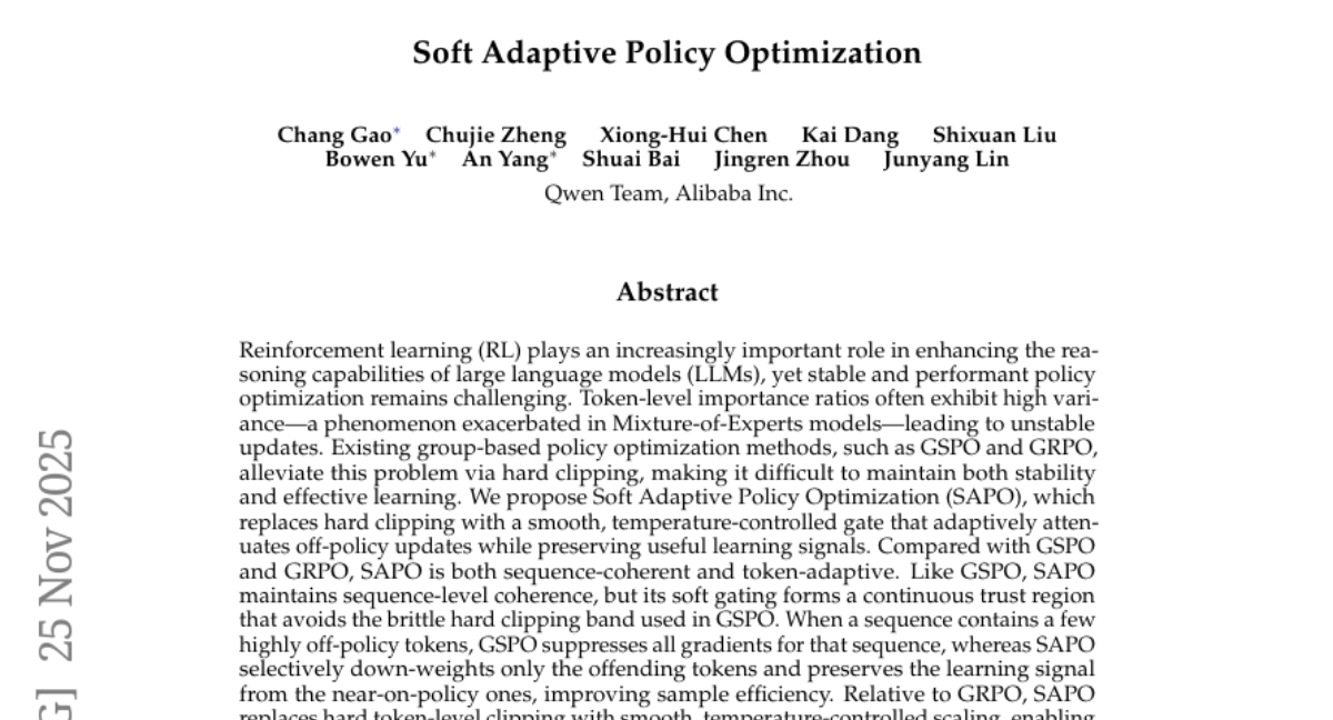 阿里云让AI训练不再"抽风":告别硬截断，拥抱温柔调节的SAPO算法