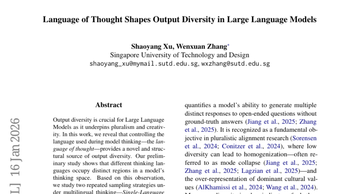 新加坡科技设计大学：让AI用不同语言"思考",创意输出竟然翻倍！