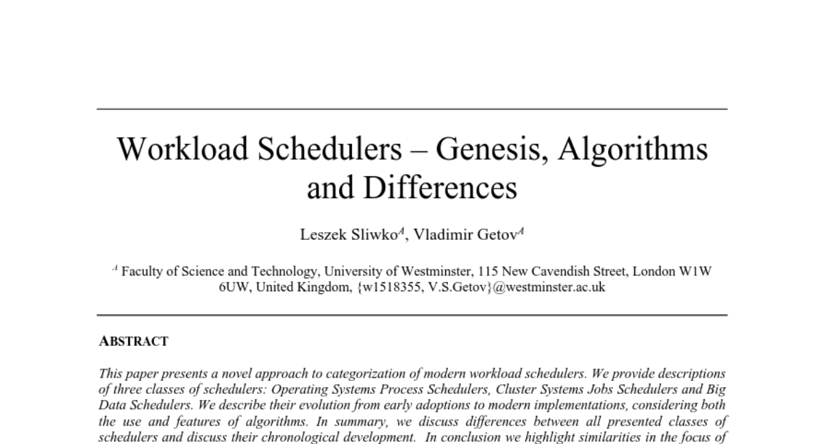 威斯敏斯特大学研究：工作负载调度算法演进解析