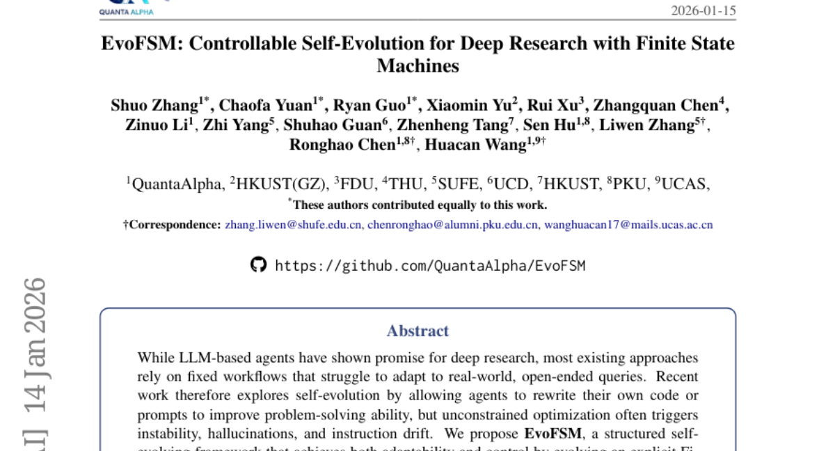 QuantaAlpha发布EvoFSM:让AI研究助手学会自我进化的新框架