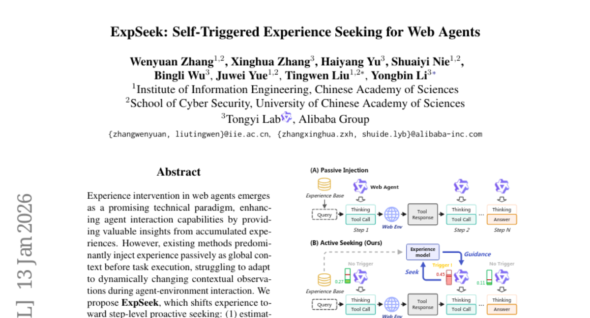 中科院和阿里联合推出的ExpSeek让机器人学会主动寻求帮助