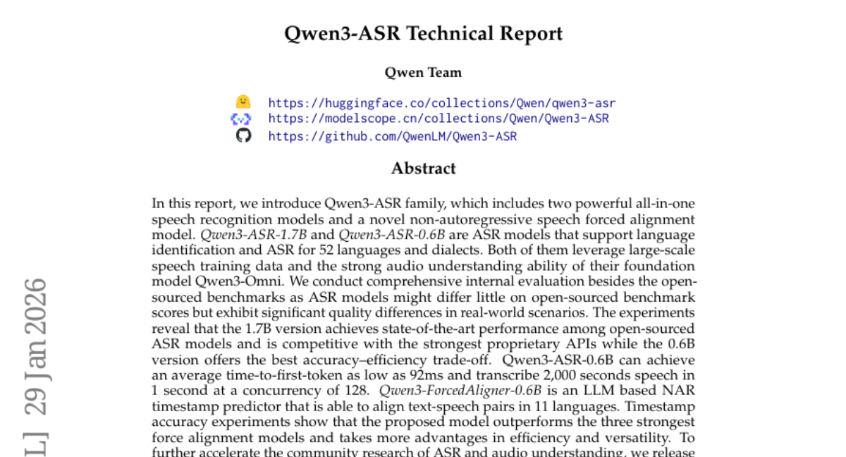 Qwen团队:Qwen3-ASR实现语音识别突破