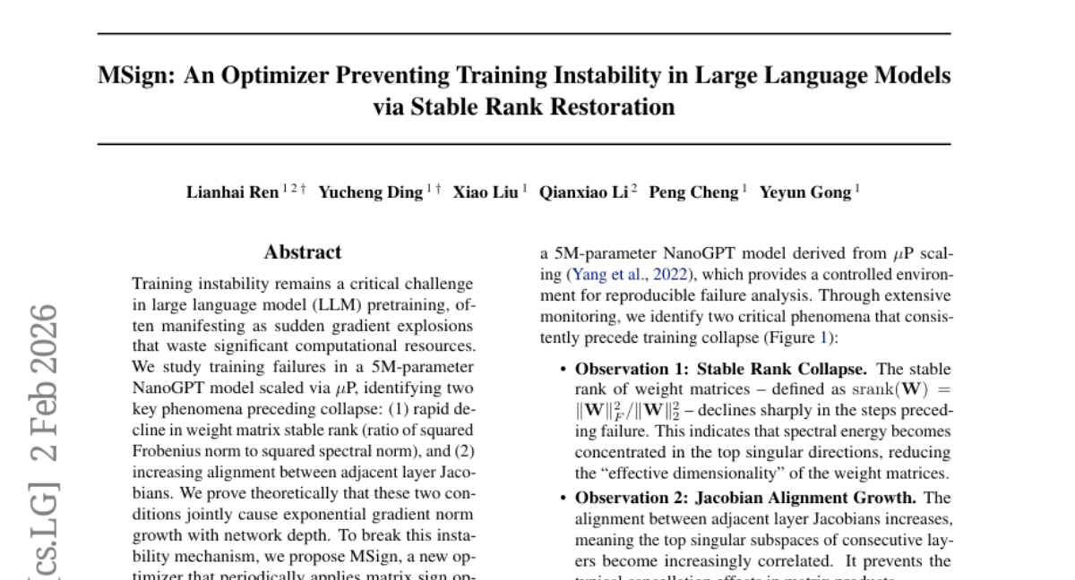 微软研究院揭示：大语言模型训练崩溃与稳定性等级骤降关联