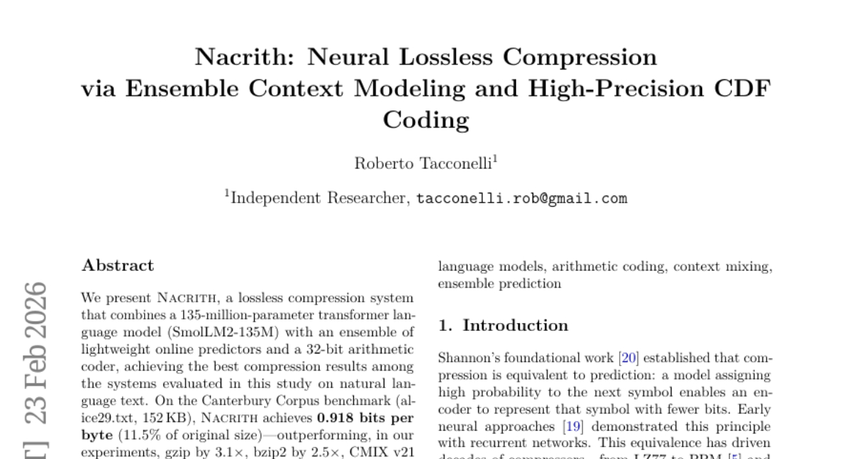 独立研究员打造"神经压缩机":135M参数模型让文件压缩率突破极限