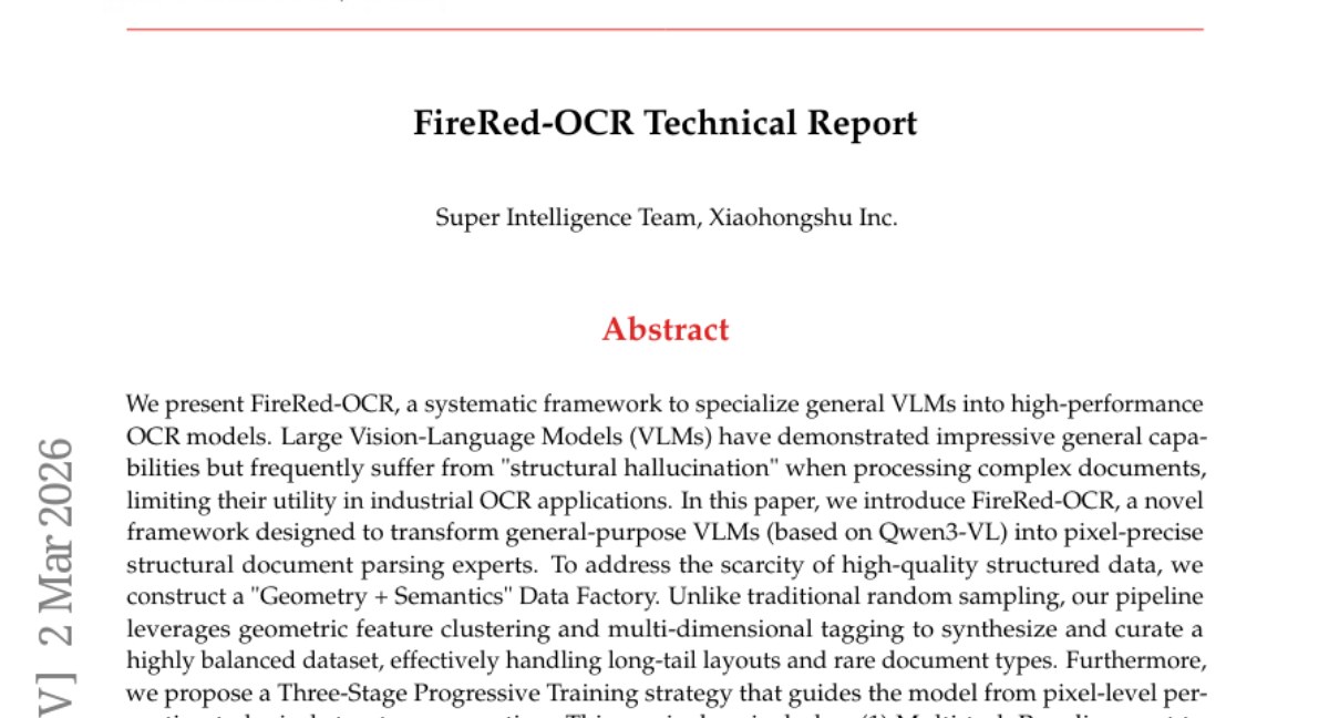 小红书AI团队突破文档OCR难题：2B参数模型击败千亿级对手