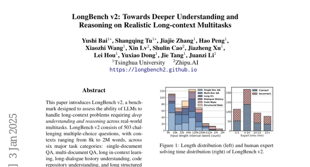清华LongBench v2：长文本理解AI接受人类专家级挑战