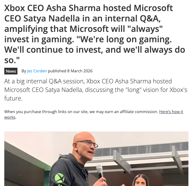 微软为何“长期专注于游戏领域” CEO纳德拉这样解释