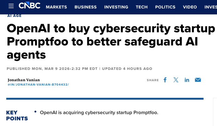 OpenAI再出手：收购网络安全初创公司Promptfoo