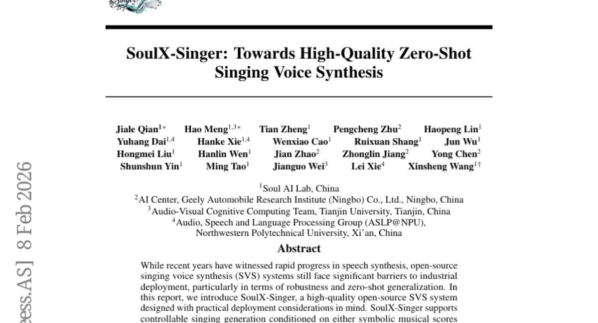 Soul AI Lab开创性成果：让AI也能成为天籁歌手的SoulX