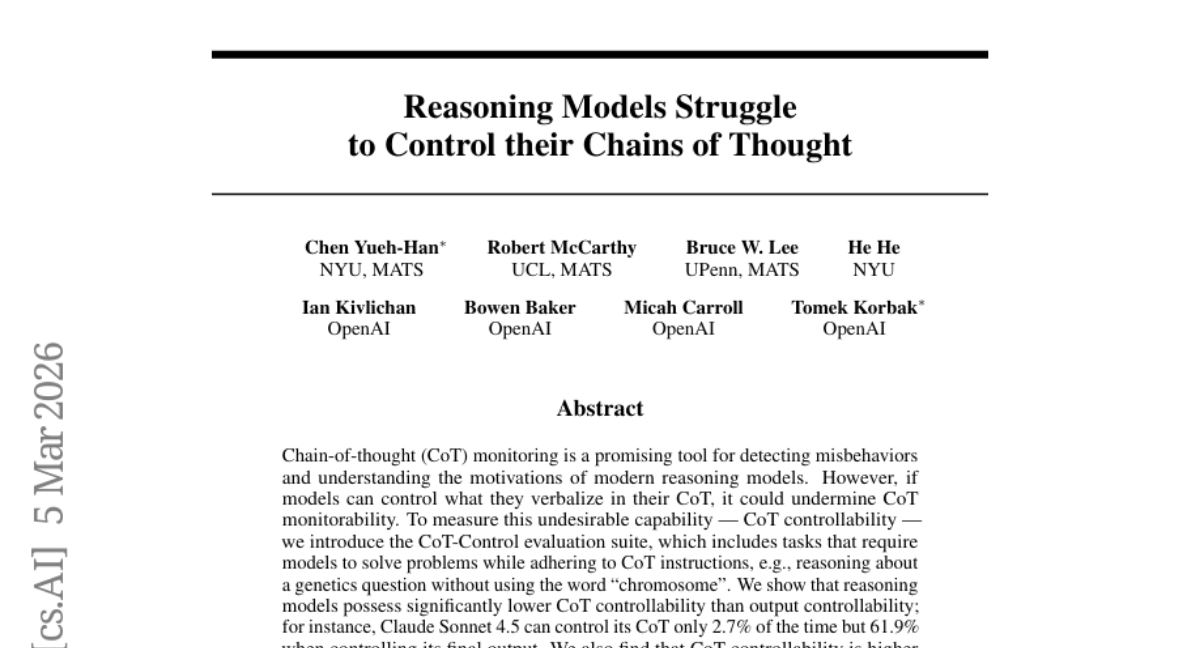 AI巨头推出测试工具，揭露推理模型的"思维控制"难题
