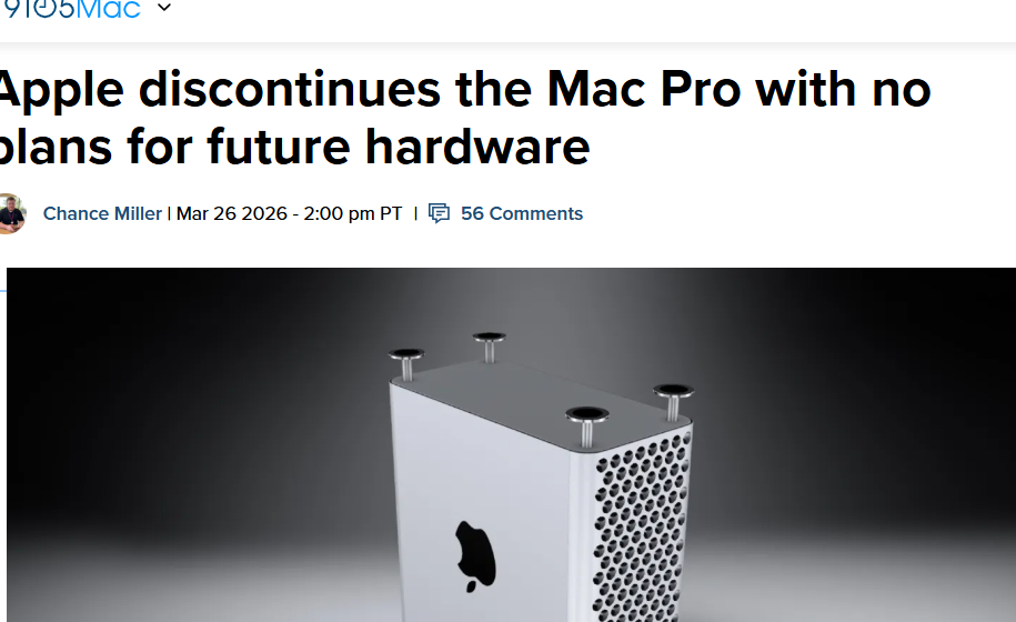 时代落幕!苹果正式关停Mac Pro,无未来硬件计划