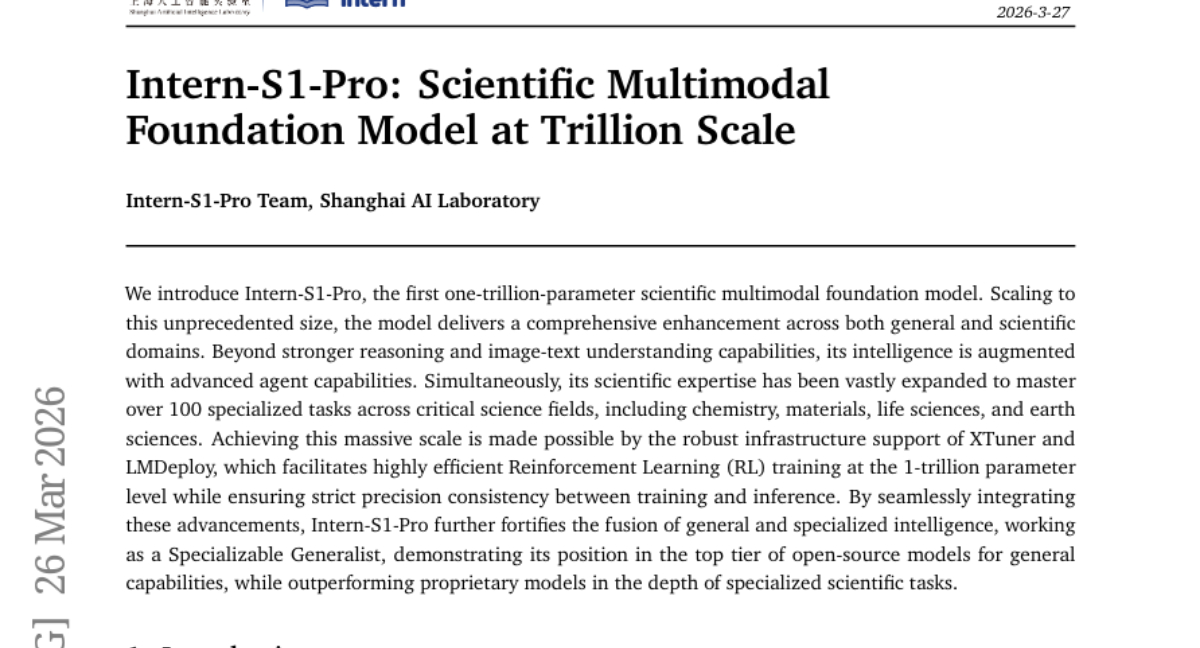 上海AI实验室发布万亿参数科学模型Intern-S1-Pro