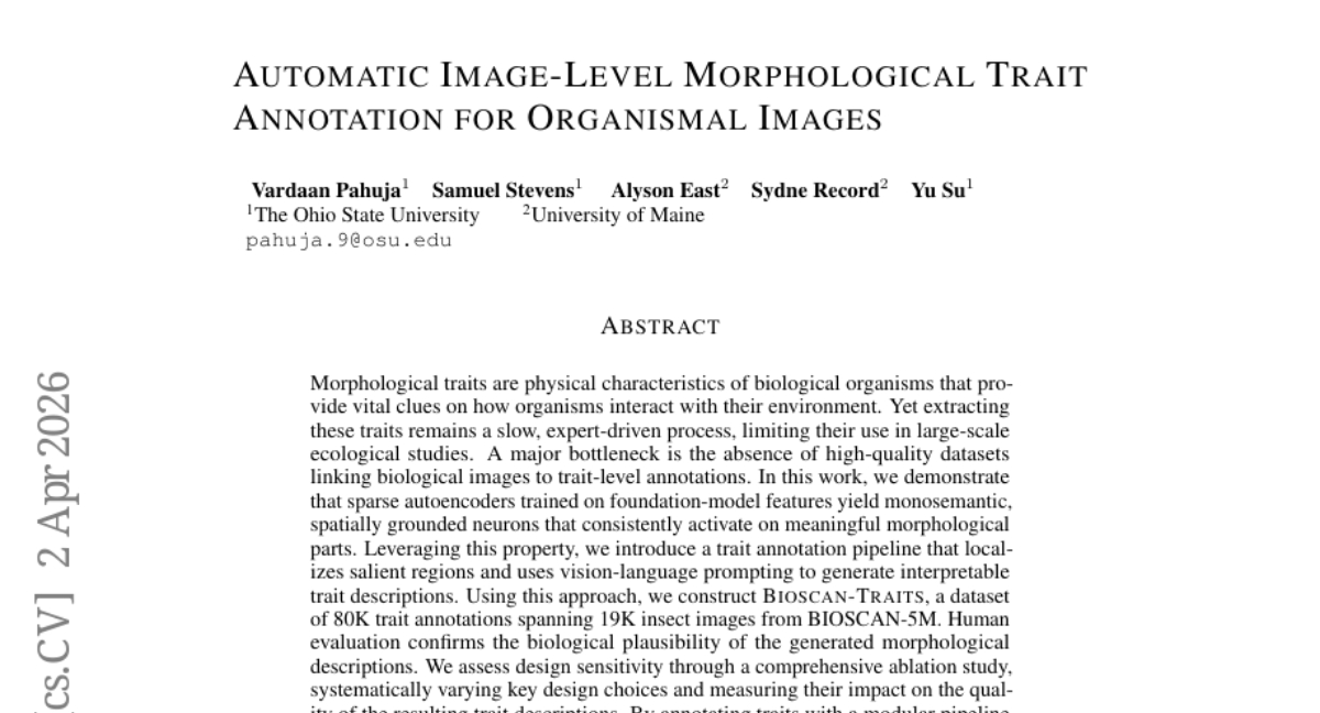 俄亥俄州立大学:AI学会了识别昆虫的身体特征，告别人工标注时代