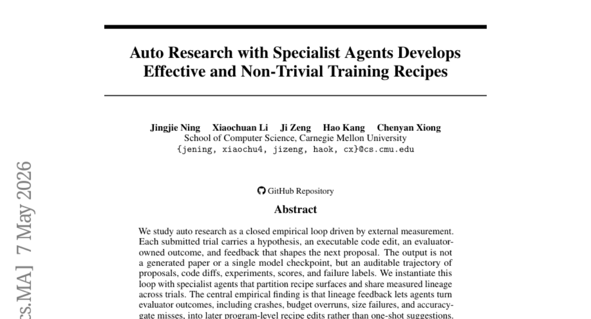 卡内基梅隆大学突破：AI研究员实现自主实验迭代优化能力提升