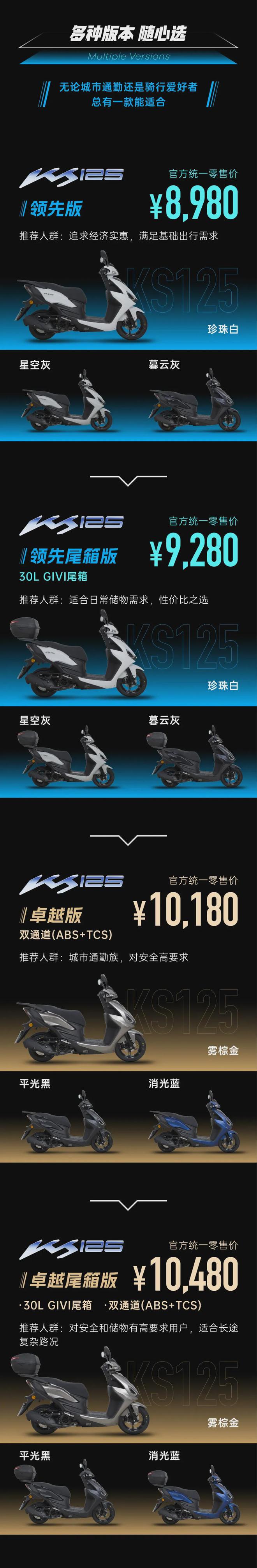 8980元起，光阳发布KS125，价格这块是越来越理性了！