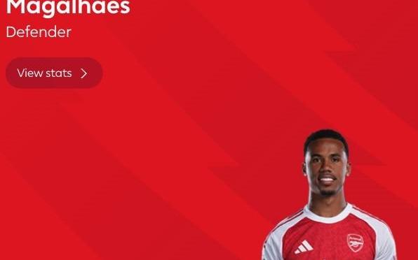 后防核心，加布里埃尔当选森林vs阿森纳全场最佳球员