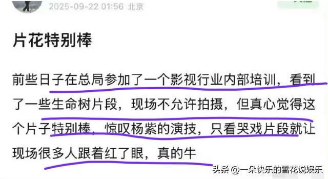 又有人夸奖杨紫台词啦!羡慕看过杨紫《生命树》先导片的网友!